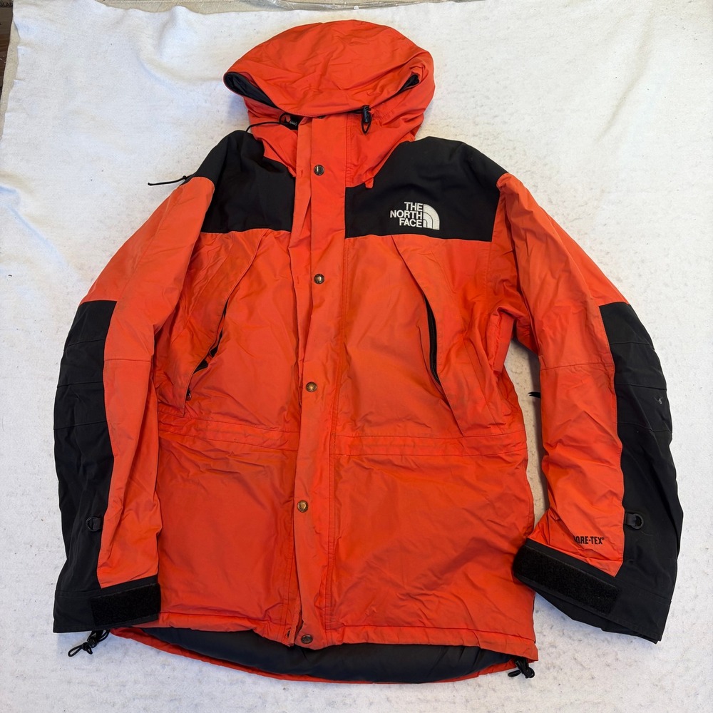 VTG The North Face Mountain Guide Jacket Mens L Orange Gore-Tex Hooded Vintage